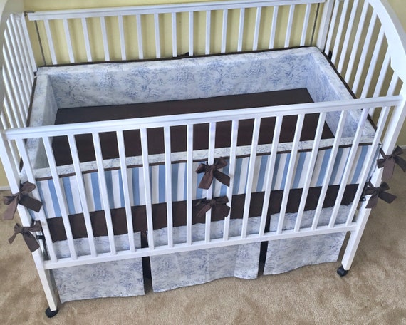 Sky Blue Central Park Toile Crib Bedding Set Includes Bumper Etsy