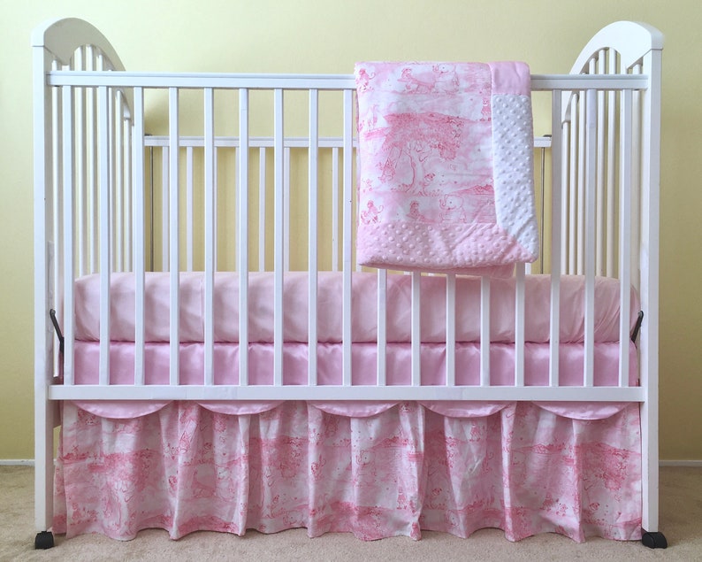 Pink Animal Toile Crib Bed Skirt Pink Toile Crib Skirt Etsy