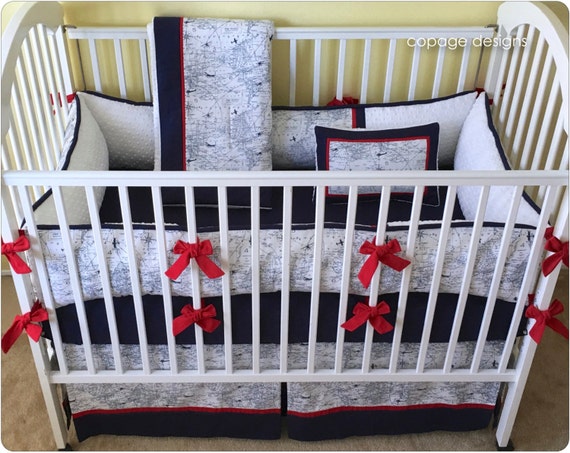 Navy Air Traffic Baby Crib Bedding Set Includes Bumper Pad Etsy