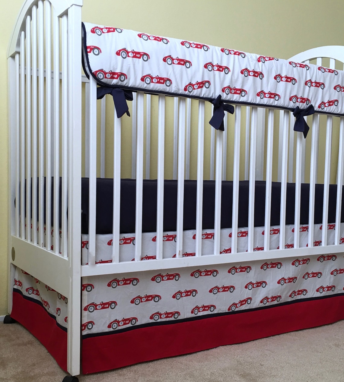 Vintage Race Cars BUMPERLESS CRIB BEDDING Set Baby Boy Crib Etsy