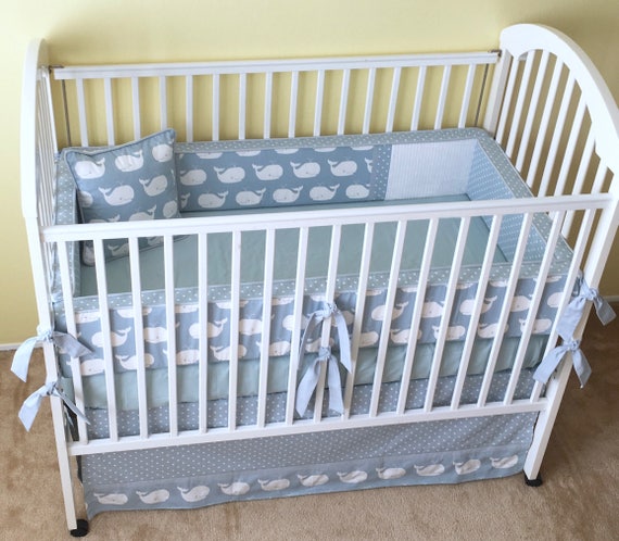 Weathered Blue Whale Tales Crib Bedding Set Nautical Baby Etsy