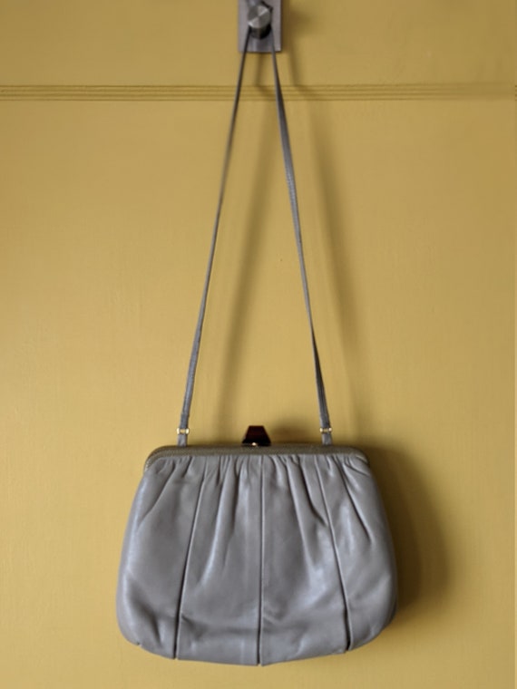 Vintage 1980s Jay Herbert purse in grey leather w… - image 2