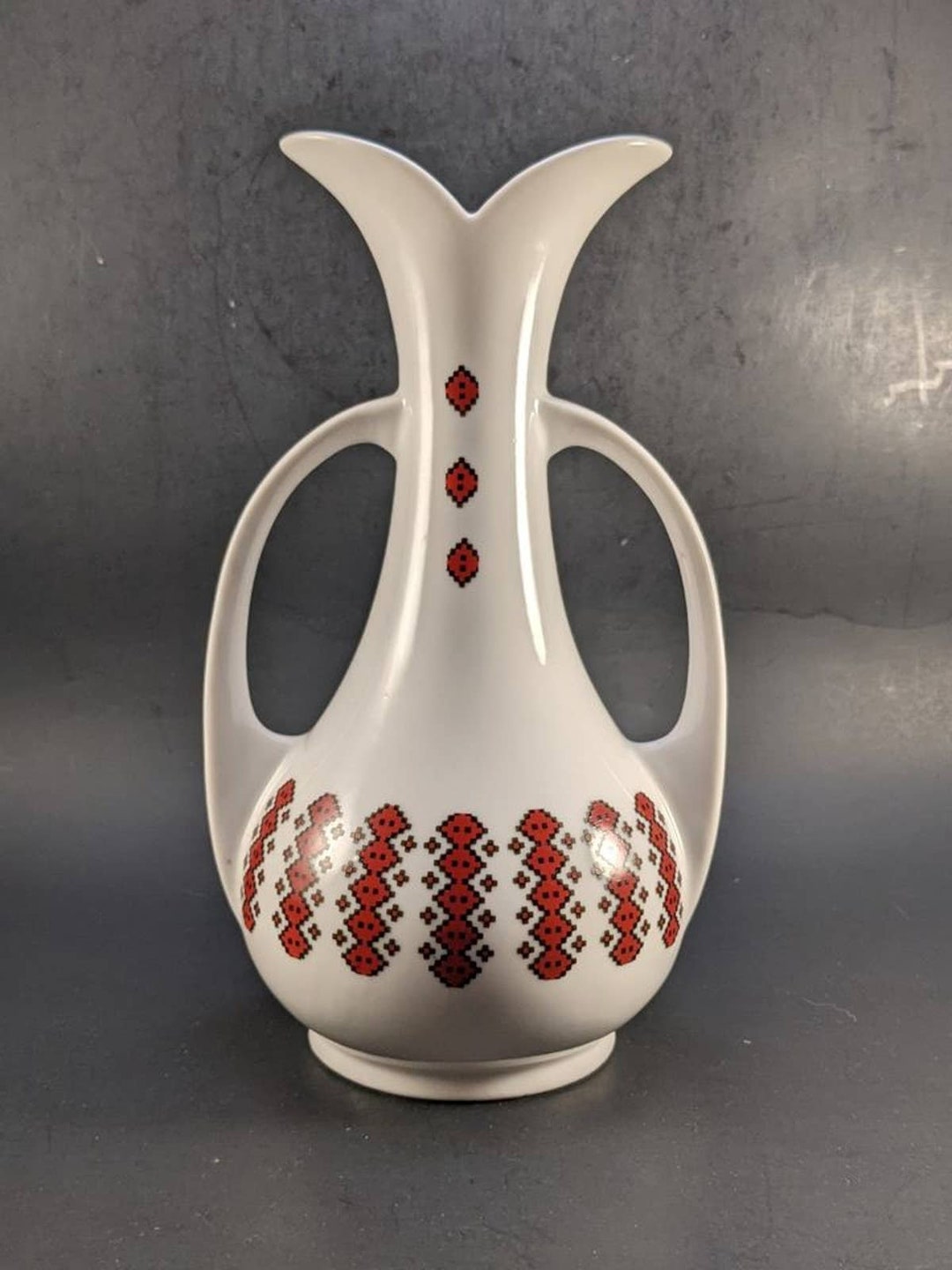 Vintage Mid Century Ukrainian Vase With Traditional Textile - Etsy