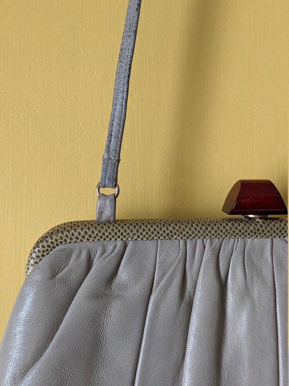 Vintage 1980s Jay Herbert purse in grey leather w… - image 3