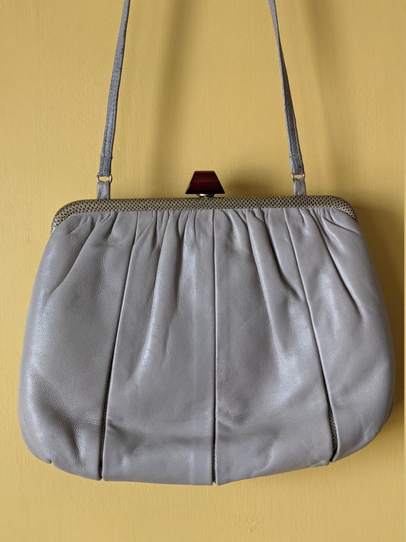 Vintage 1980s Jay Herbert purse in grey leather w… - image 1