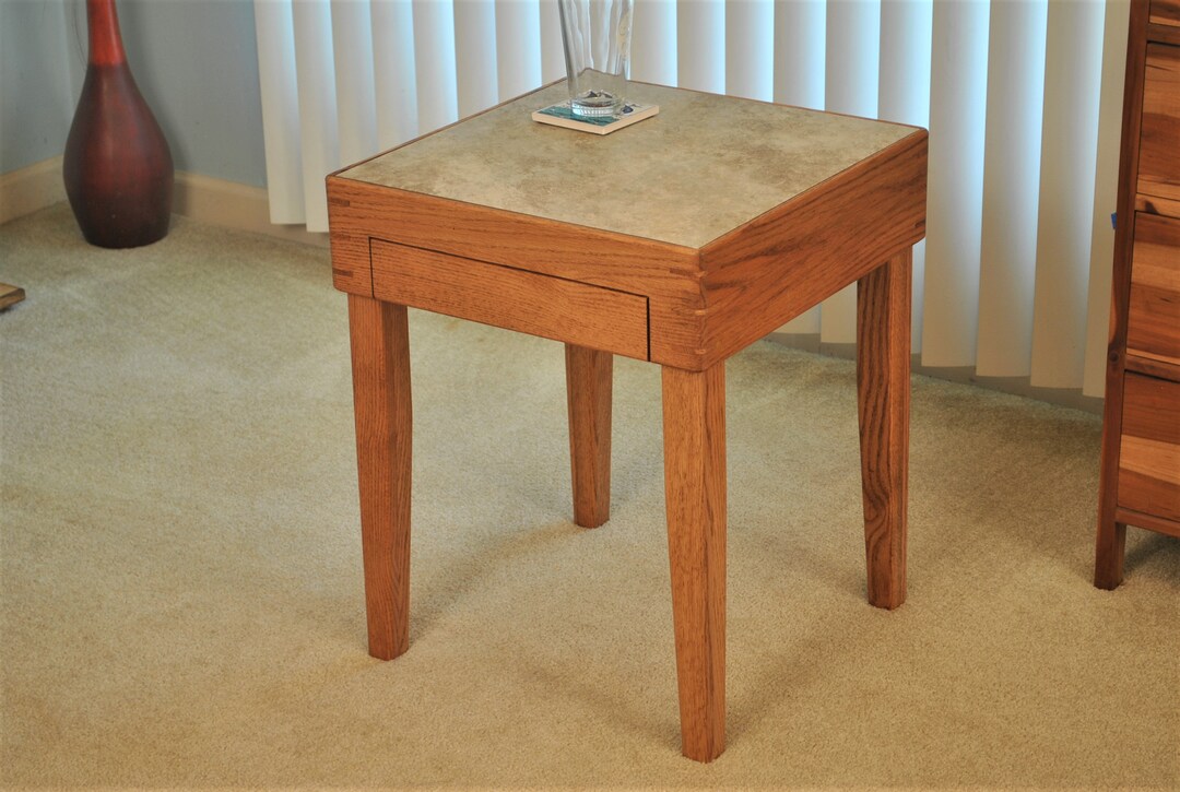 Red Oak Side Table, 221/2 Tall, Top 18.5 by 18.5 Etsy