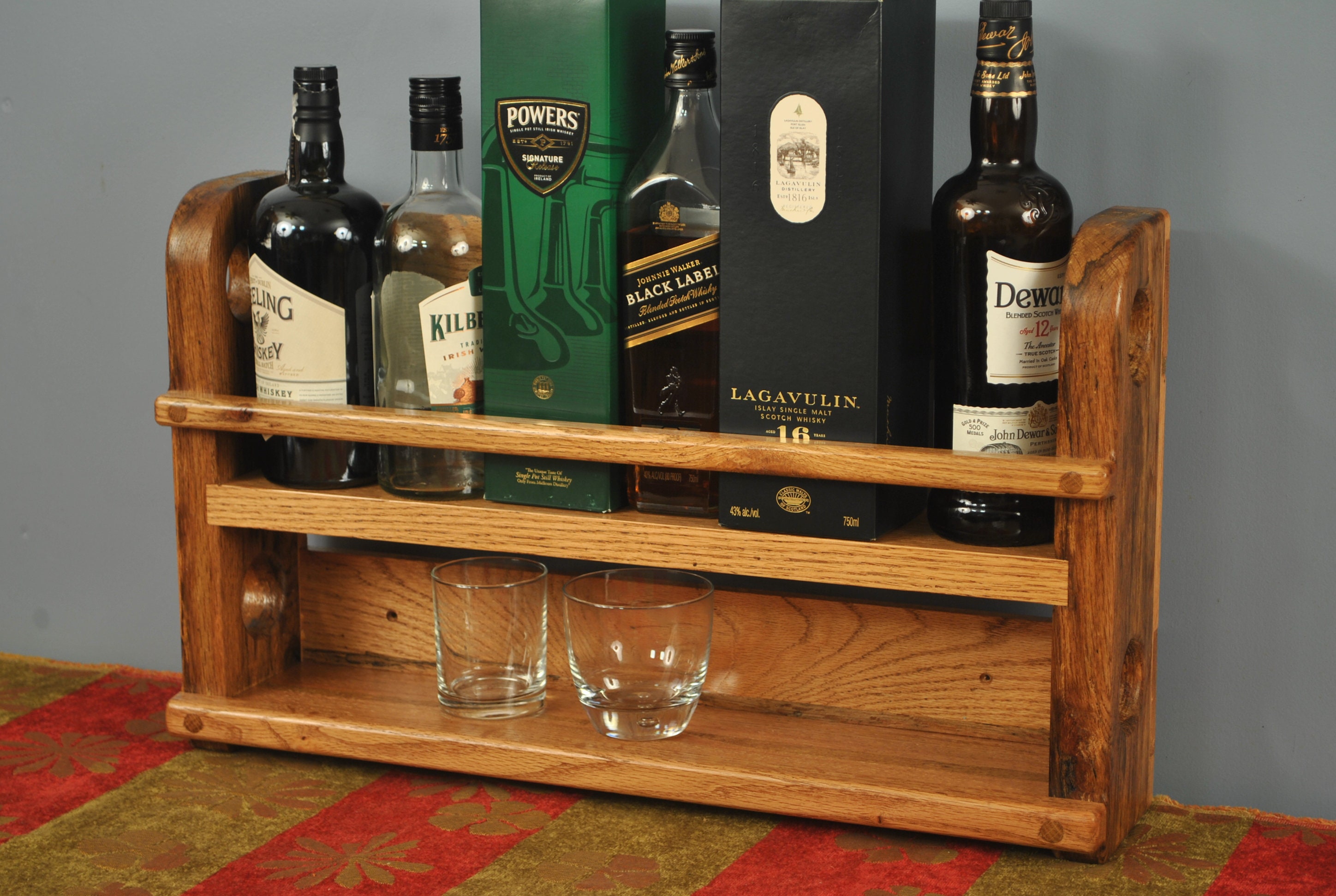 Wall mounted whiskey rack sale