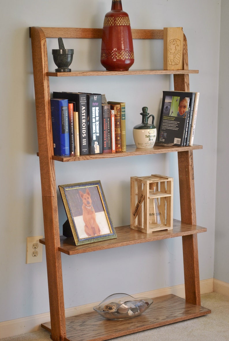 Red Oak Ladder Bookshelf 59 Tall 34 Wide Etsy