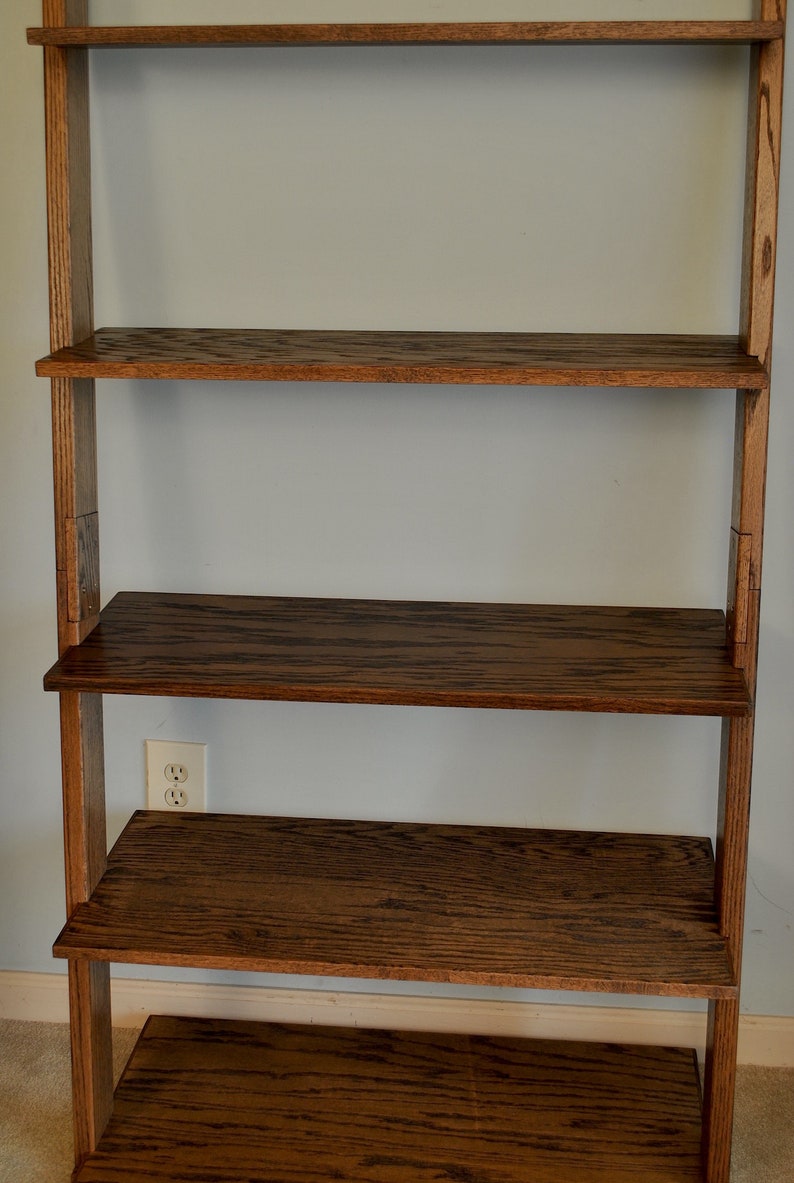 Red Oak Ladder Bookshelf 33 Wide 62 Tall Etsy