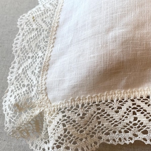 Pure Linen Pillow Case with Crochet Lace: Ivory White Natural Flax Euro Sham image 4