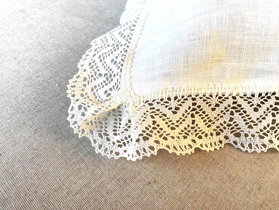 Pure Linen Pillow Case with Crochet Lace: Ivory White Natural Flax Euro Sham