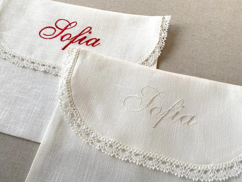 Envelope lingerie bag, personalized embroidered pure linen & lace travel underwear storage pouch, memory case image 15