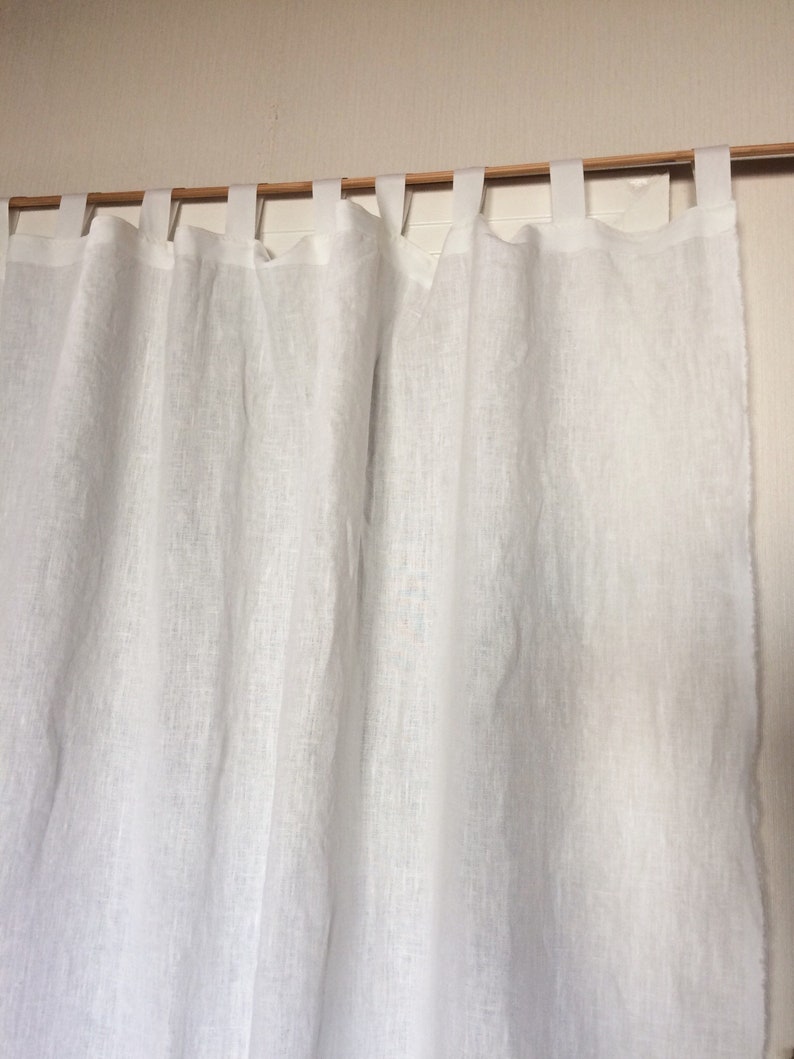 Linen shower curtain tab top natural white curtain panel Etsy