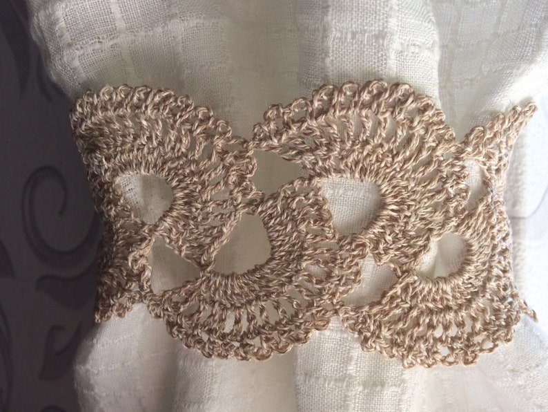 window treatement hand crochet linen curtain holders Curtain tie back custom made tiebacks living room curtain decor choose your color