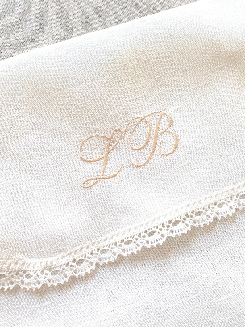 Envelope lingerie bag, personalized embroidered pure linen & lace travel underwear storage pouch, memory case image 4