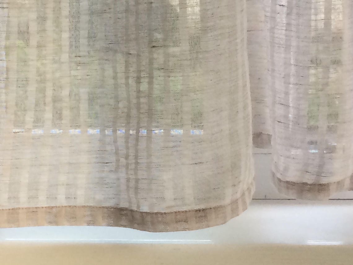 Sheer Striped Linen Curtain Panel Natural/white Tie Top Cafe Etsy
