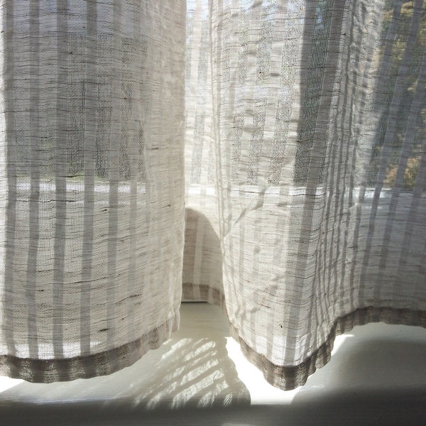 Geo White Cafe Embroidered Curtain main image 1