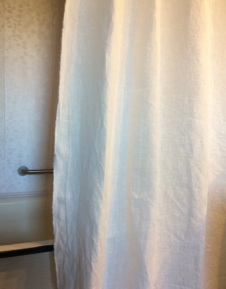 Linen shower curtain tab top natural white curtain panel Etsy