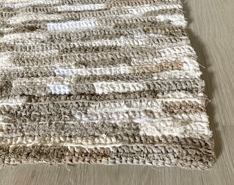 Alfombra de baño de lino tejida a mano: alfombra rústica de lino grueso sin teñir para entrada, cama para mascotas