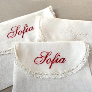 Envelope lingerie bag, personalized embroidered pure linen & lace travel underwear storage pouch, memory case image 14