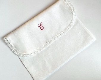 Borsa porta-biancheria a busta, custodia da viaggio personalizzata in puro lino e pizzo ricamato per riporre la biancheria intima, custodia porta-oggetti