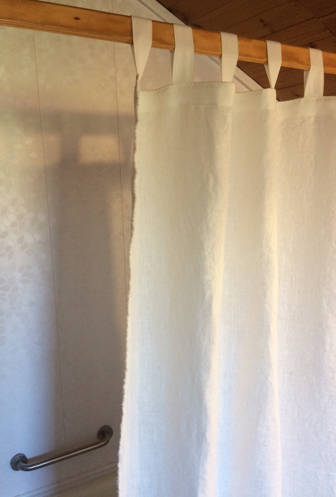 Linen shower curtain tab top natural white curtain panel Etsy