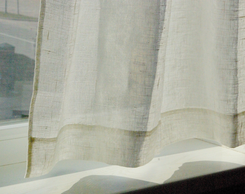 Tie top curtain panel natural white rustic linen french style Etsy