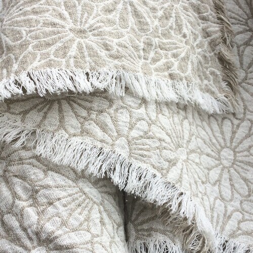 Queen Size Flax Throw Blanket Undyed Beige Linen Bedspread Etsy