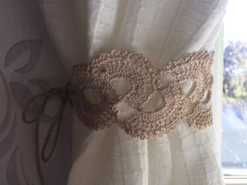 window treatement hand crochet linen curtain holders Curtain tie back custom made tiebacks living room curtain decor choose your color