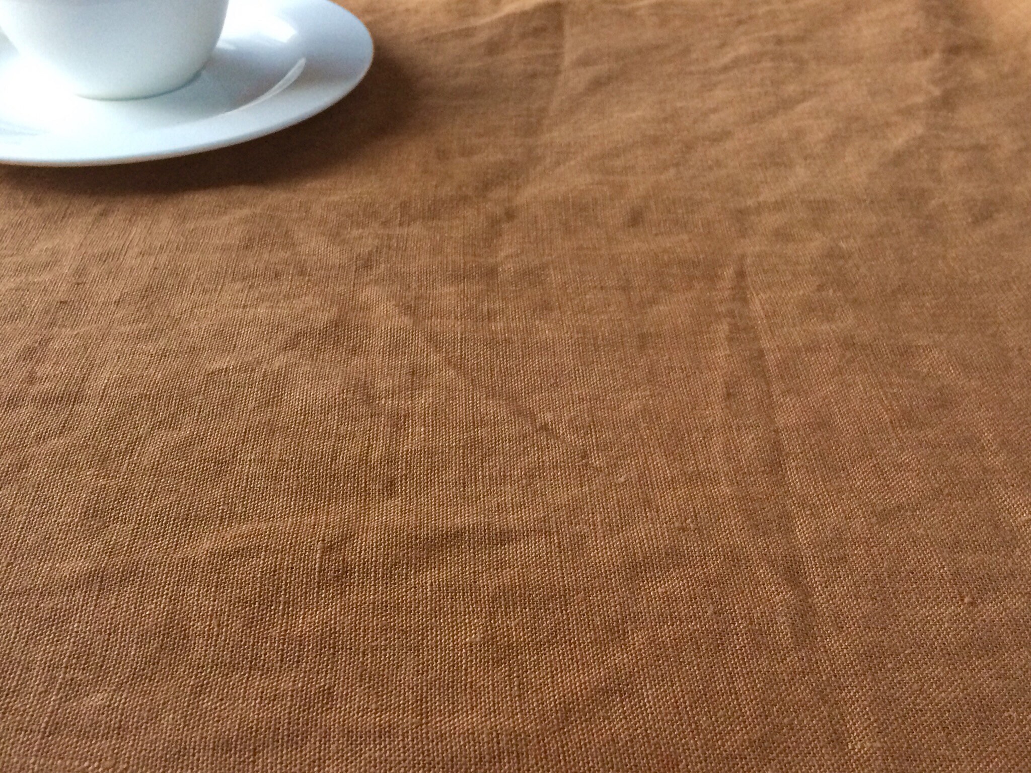 Tawny Brown Tablecloth With Lace Edge Trim Cinnamon Color Etsy UK