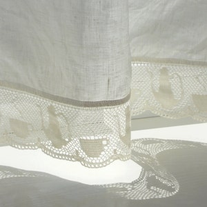 Linen Cafe Curtain Panel: Tea Cup Crochet Lace Valance