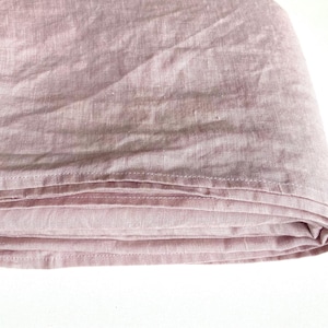 Sábana plana de lino rosa empolvado: tamaño individual, lino suavizado