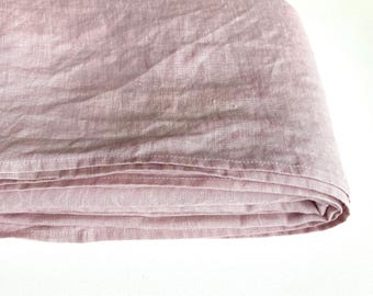 Dusty pink linen bed sheet, flat Twin size bed sheet, healthy bedding, softened vintage look European pure flax sheet
