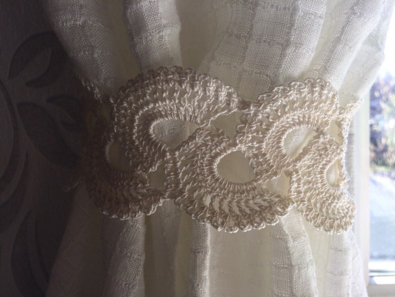 window treatement hand crochet linen curtain holders Curtain tie back custom made tiebacks living room curtain decor choose your color
