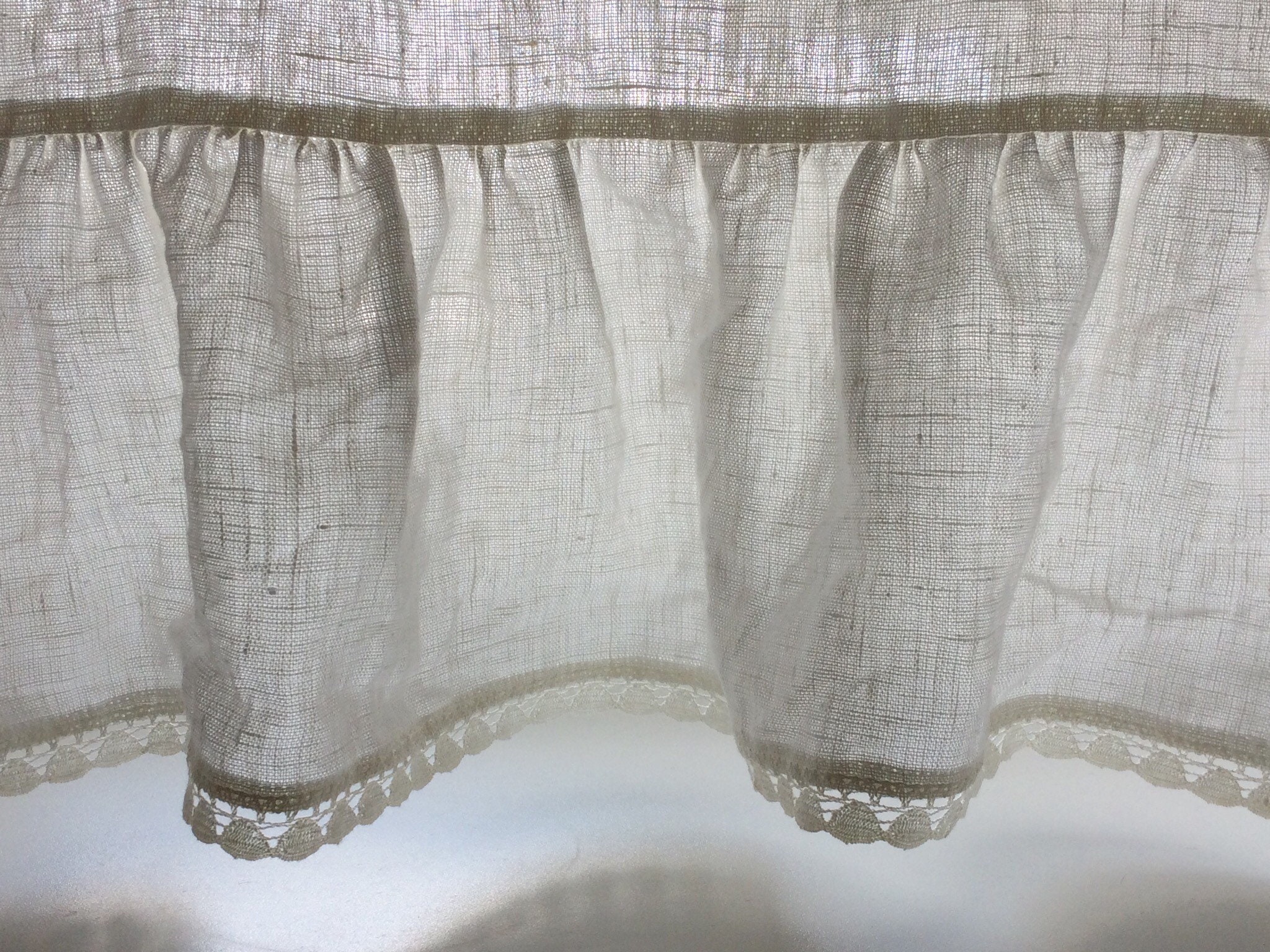 Ruffled Cafe Curtains Linen Kitchen Curtain Panels With Etsy UK