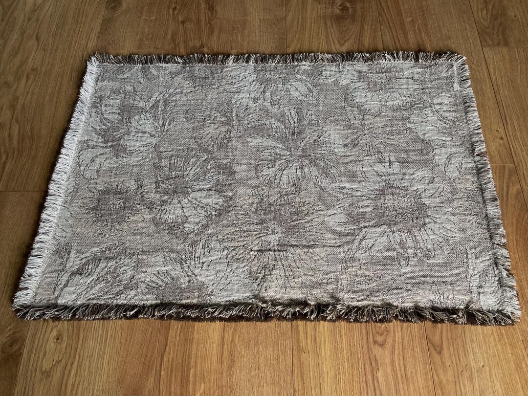 Frayed Rugs Floral Linen Bath Mat, Double Layered Frayed Shower Rug, Pet Bed - Etsy