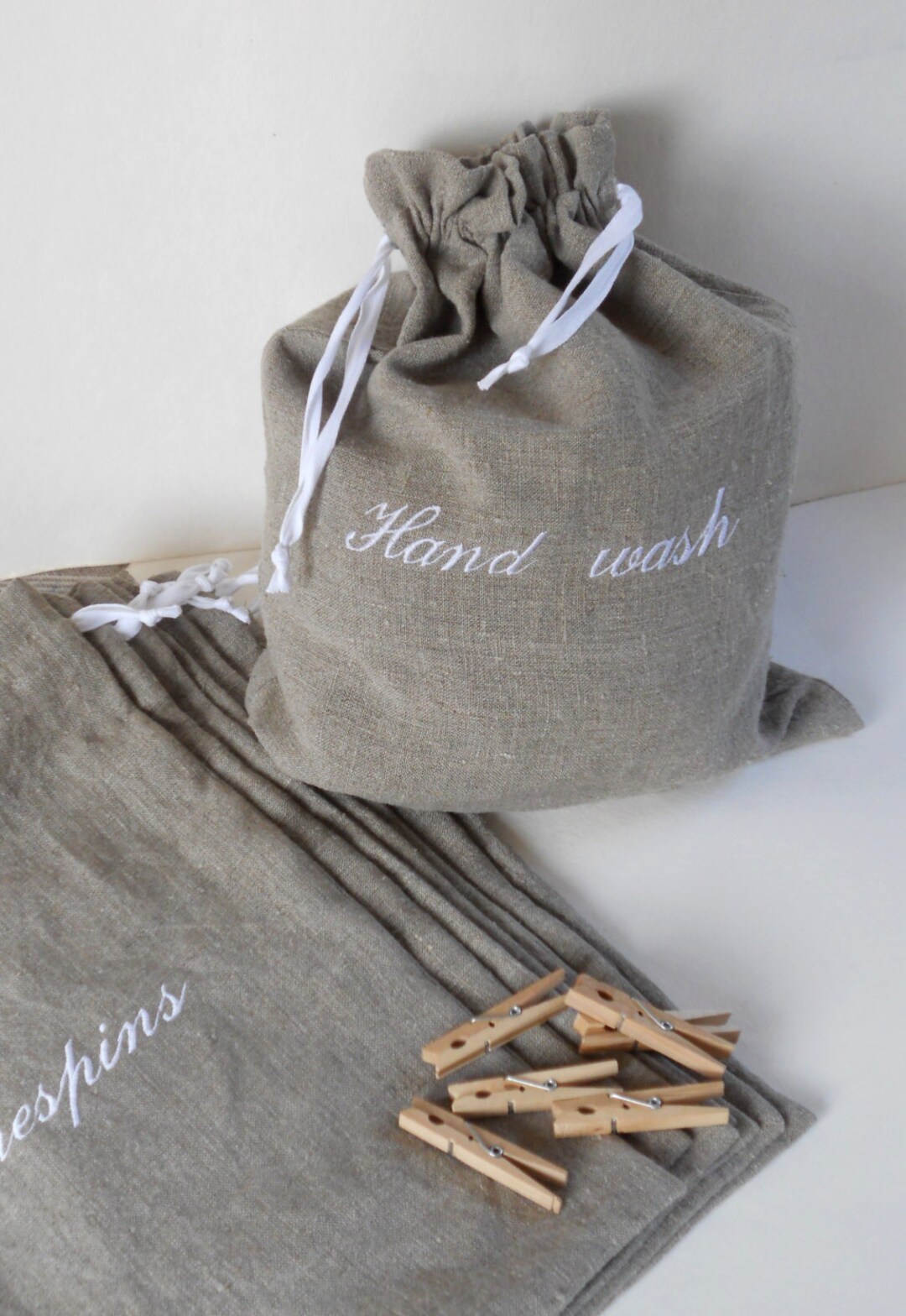 Embroidered Laundry Bag, Personalized Drawstring Travel Lingerie Bag