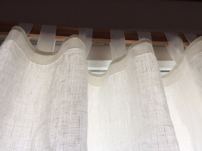 Linen shower curtain tab top natural white curtain panel Etsy