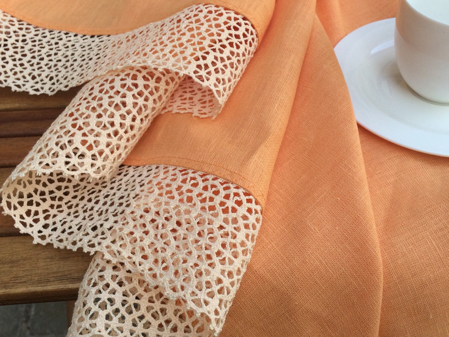 Pastel orange tablecloth natural linen pale salmon table Etsy