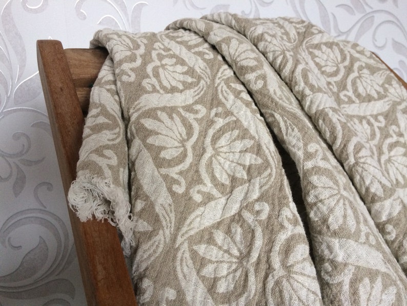 Pure linen throw natural beige off white day blanket double Etsy