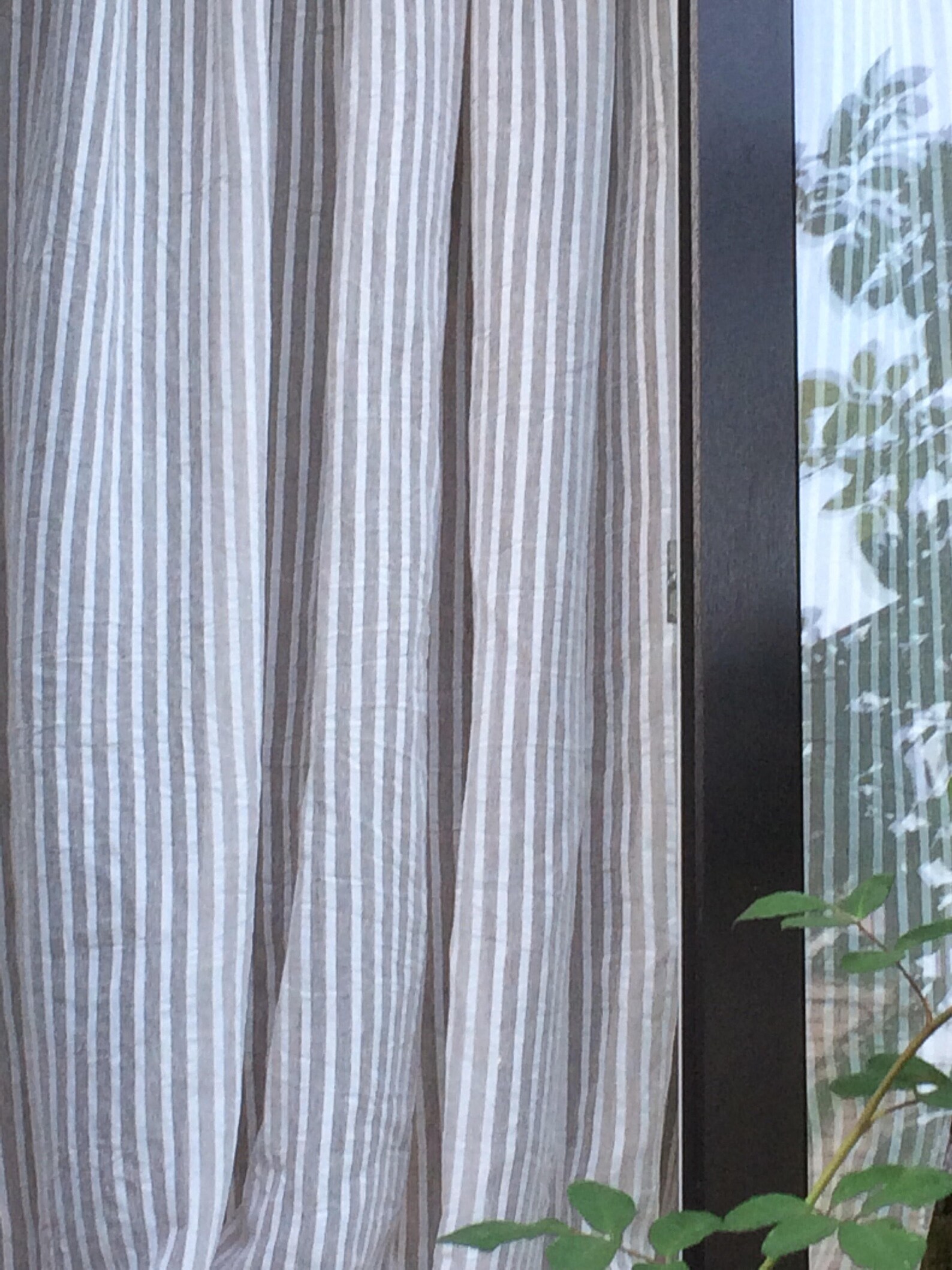 Sheer Striped Linen Curtain Panel Natural/white Tie Top Cafe Etsy