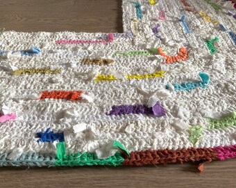 Tapis En Lin Naturel Motif Crochet Dragonfly - Neuf - Décoration Bohème Et Naturelle