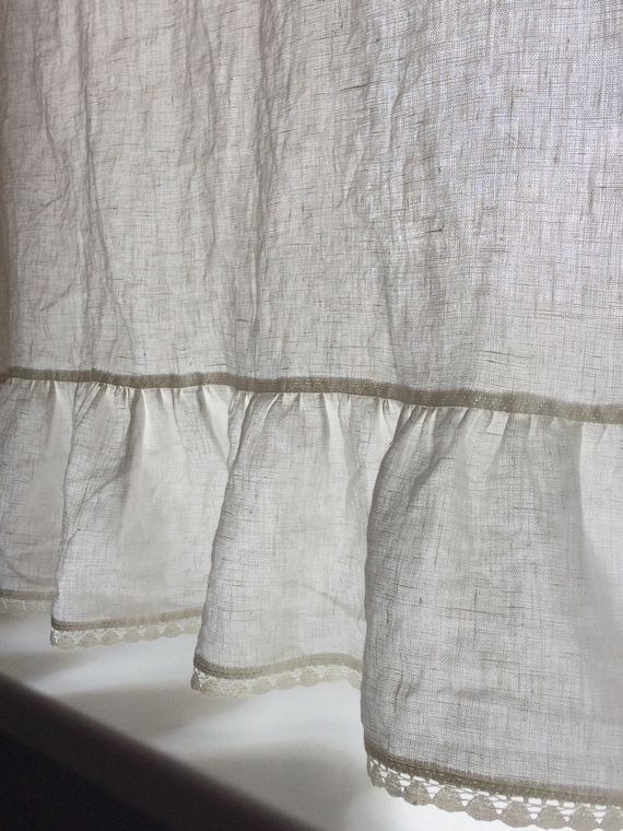 Ruffled Cafe Curtains Linen Kitchen Curtain Panels With Etsy