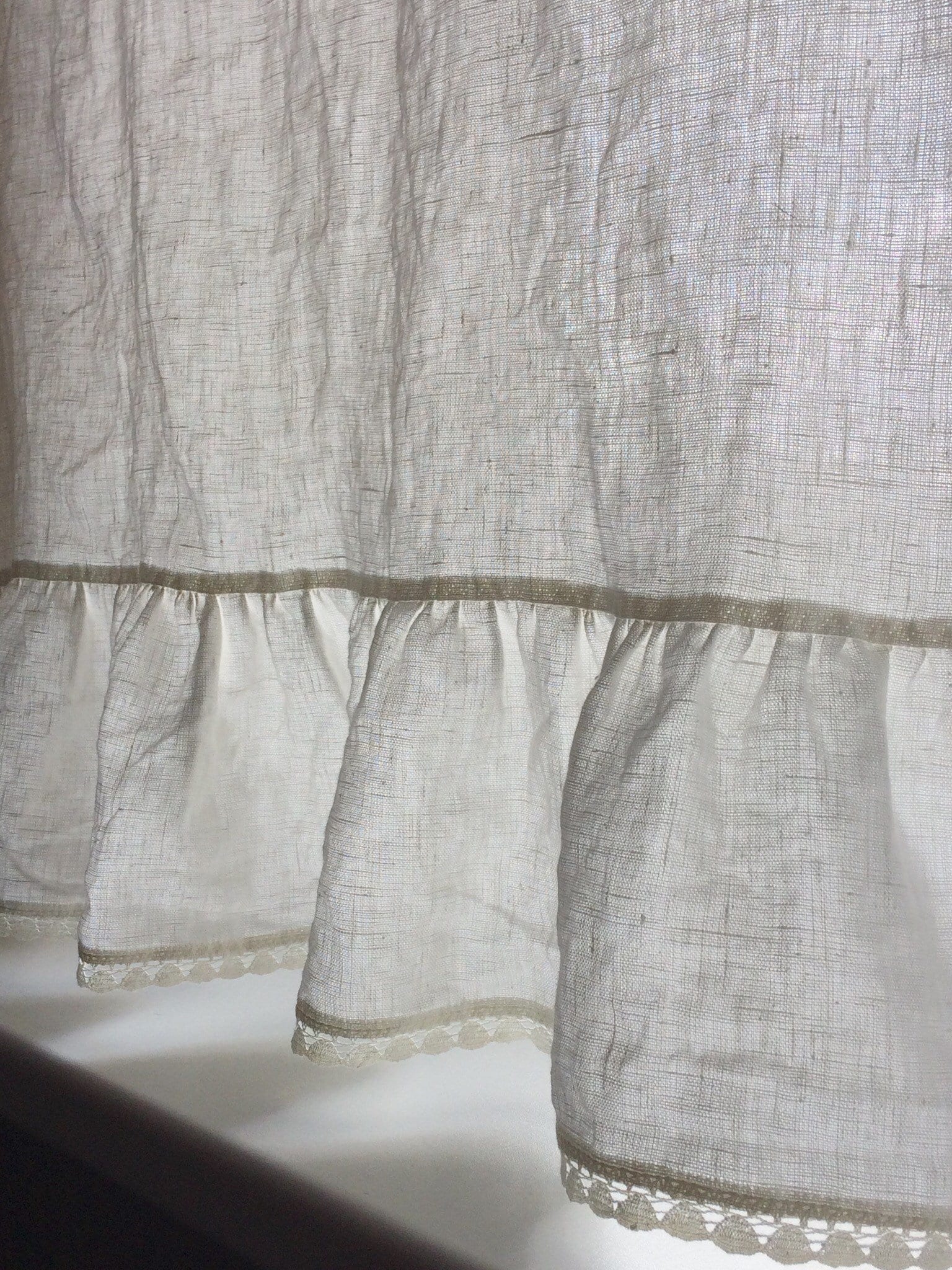 Ruffled Cafe Curtains Linen Kitchen Curtain Panels With Etsy UK