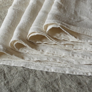 Ivory Pure Linen Napkins Set of 4: White European Flax Serviettes