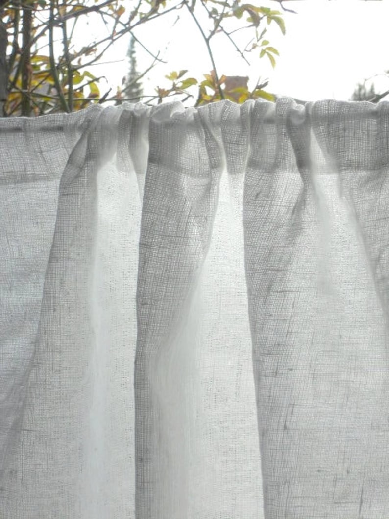 Bathroom Window Curtain With Wave Lace Edge Trim Natural Etsy