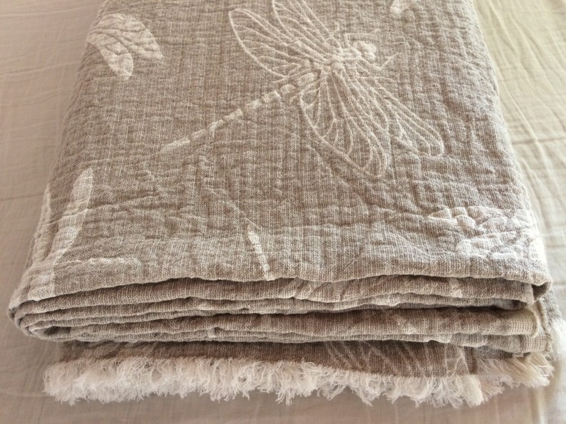 Queen Size Flax Throw Blanket Undyed Beige Linen Bedspread Etsy
