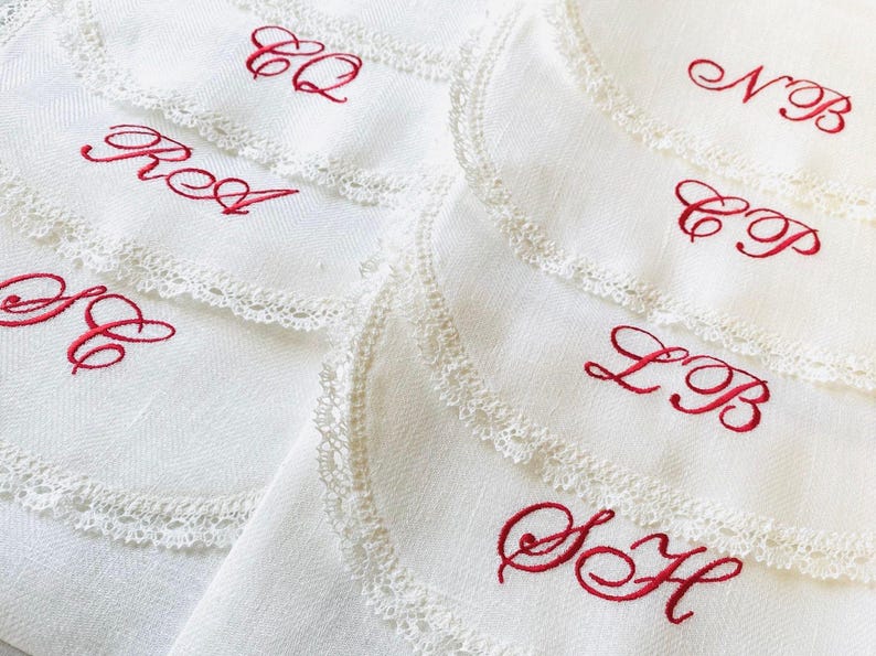 Envelope lingerie bag, personalized embroidered pure linen & lace travel underwear storage pouch, memory case image 16