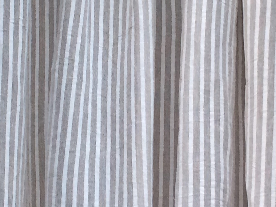 Sheer Striped Linen Curtain Panel Natural/white Tie Top Cafe Etsy
