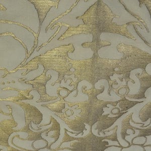 Fortuny Stoffreste - Carvaggio-Muster - Elfenbeinfarben und Goldmetallic